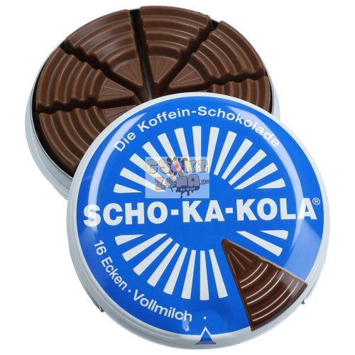 SCHO-KA-KOLA kávés tejcsokoládé fémdobozban 100g (10)